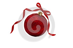 red Christmas festive ornament. Merry Christmas and Happy New Year Holidays greeting card, frame, banner.