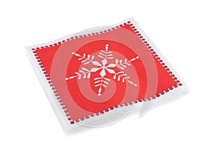 Red Christmas or festive paper napkins aka serviettes, isolated