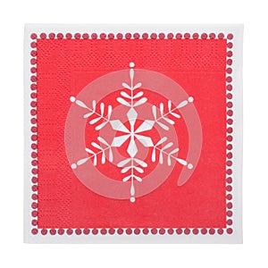 Red Christmas or festive paper napkins aka serviettes, isolated