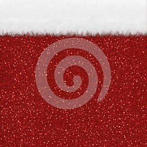 Red Christmas Glitter Pattern Texture with Fluffy White Frame