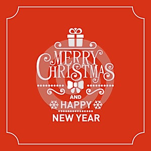 Red Christmas Greeting Card Background. Vector