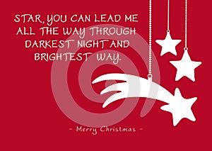 Red Christmas Greeting Card - Shooting Star and Poem