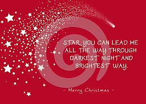 Red Christmas Greeting Card - Shooting Star and Poem