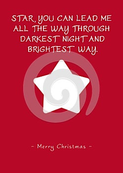 Red Christmas Greeting Card - Single Starlet and Poem