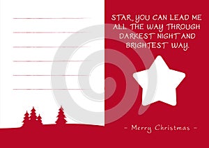 Red Christmas Greeting Card - Single Starlet and Poem