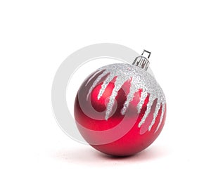 Red Christmas Ornament Ball on White.