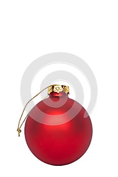 Red christmas ornament ball with wreath isolated on white