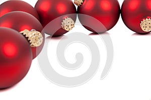 Red christmas ornament/baubles with copy space