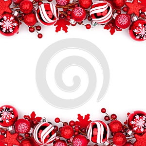 Red Christmas ornament double border isolated on white