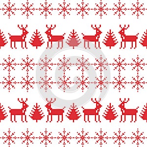 Red christmas ornament pixel seamless pattern