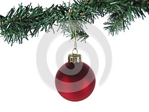 Red Christmas Ornament and tree Isolated