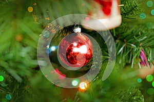 Red Christmas Ornaments Background