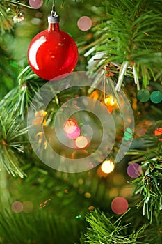 Red Christmas Ornaments Background