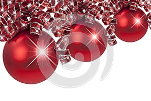 Red Christmas Ornaments Curly Ribbons photo