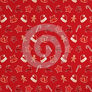 Red Christmas Seamless Pattern