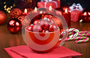 Red christmas still life decoration stock photo images