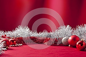 Red Christmas Tinsel Background