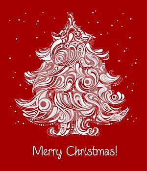 Red Christmas tree card