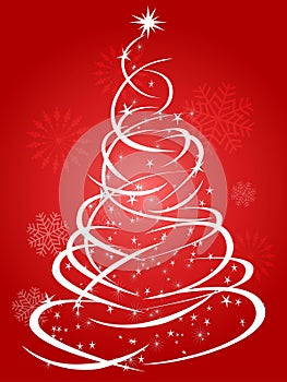 Red Christmas tree holiday background