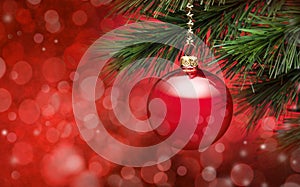 Red Christmas Tree Scene Background