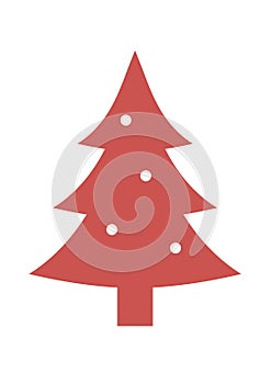 Red Christmas Tree Silhouette Icon Illustration