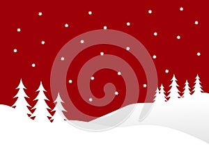 Red Christmas Winter Scene