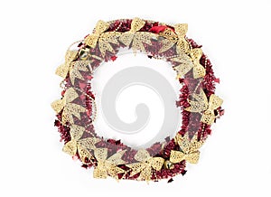 Red christmas wreath isolated on white background