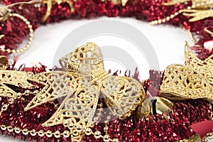 Red christmas wreath isolated on white background