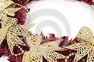 Red christmas wreath isolated on white background