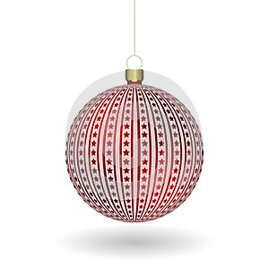 Red Christmass ball hanging on a golden chain photo