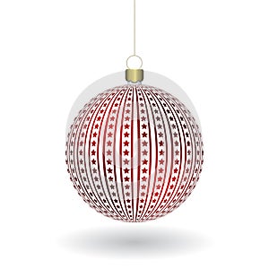 Red Christmass ball hanging on a golden chain photo