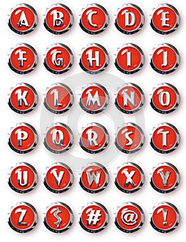 Red Chrome Round Buttons Chrome Alphabet