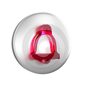 Red Church bell icon isolated on transparent background. Alarm symbol, service bell, handbell sign, notification symbol