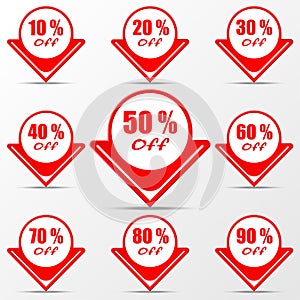 Red circle and arrow sale badge