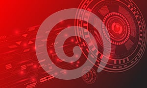 red circle circuit networking high tech technology abstract background