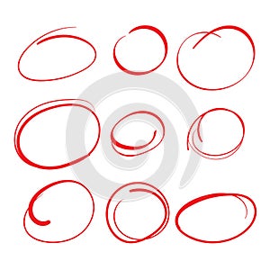 Red Circle Grading Marks with Swoosh Feel - Marking up Papers