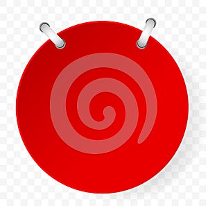 Red Circle paper cut tag with spiral binder at transparent effect background