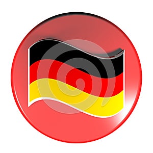 Red circle push button German flag - 3D rendering illustration