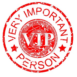 Red Circle Rubber Stamp Effect : VIP, Very Important Person isolated on white