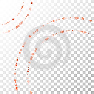 Red Circle Stars Confetti Lines on Transparent Background