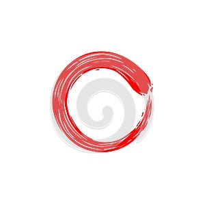 Red Circle Zen Enso, Ink, Watercolor, Illustration, Vector Design, Purity