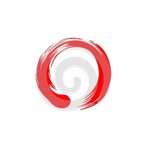 Red Circle Zen Sumi-e, Purity, Watercolor, Vector Design, Logo