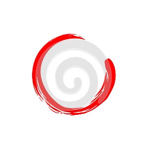Red Circle Zen, Sumi-e, Watercolor, Vector Design, Illustration, Background, Logo