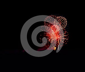 Red circles. Spectacular fireworks