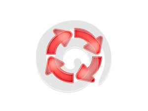 Red circular arrow refresh icon with glow reload repeat
