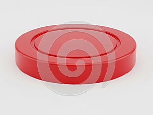 Red circular object isolated on white background