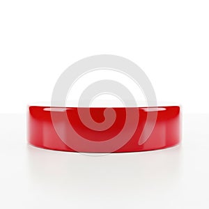 Red circular object isolated on white background