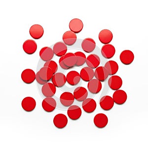 Red circular objects isolated on white background