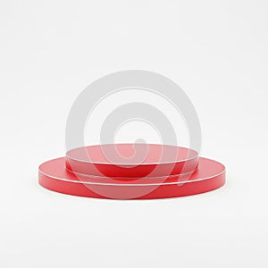 Red circular objects stacked, isolated on white background