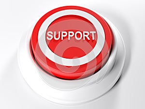 SUPPORT red circular push button - 3D rendering